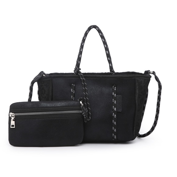 Wild Luxe Handbags - SOLD OUT Black Cheetah Multifunctional Mini Neoprene Tote Bag